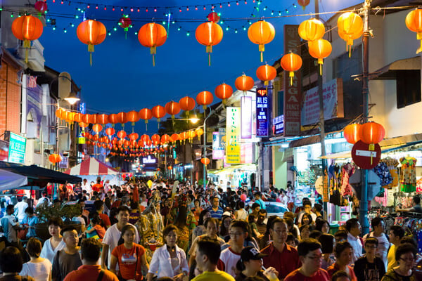 Crowded street celebrating the Chinese New Year